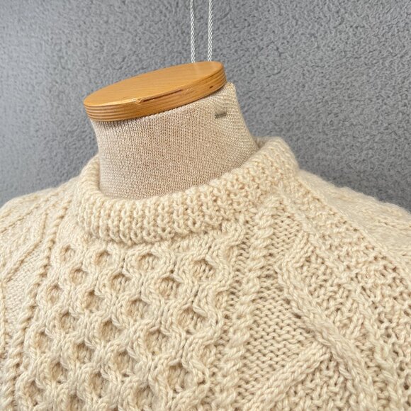 Vintage Mens Irish Fisherman Sweater KAM Knitwear Aran Hand Knits Wool 42 Medium - Picture 14 of 14